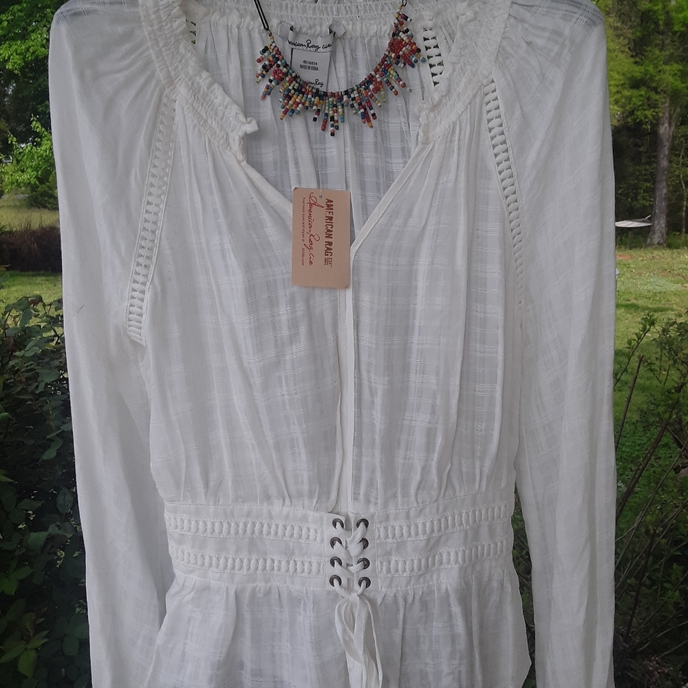 American Rag Corset Style Gauze Top
